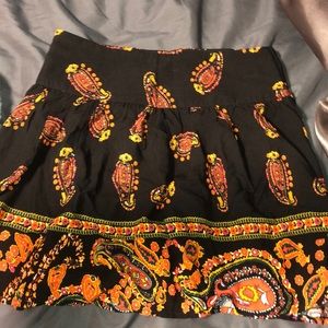 Black and orange paisley skirt